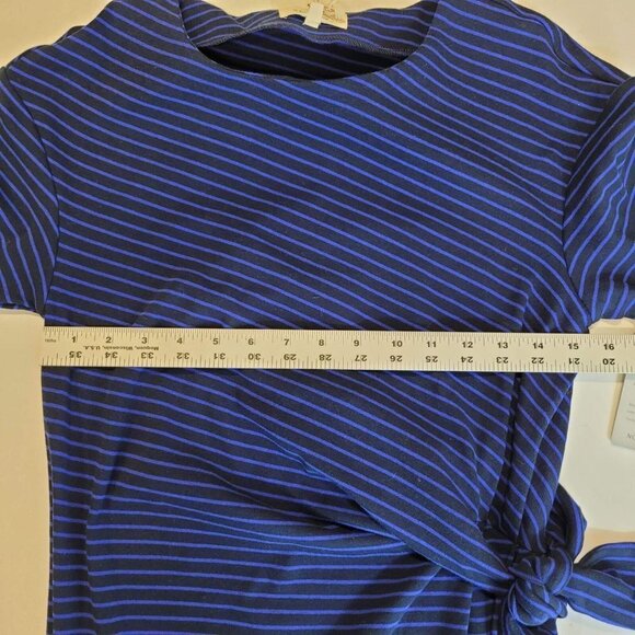 Melloday Women's Blue Black Stripe Long Sleeve Mid Length Dress Size S NWT - Picture 8 of 10